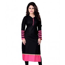 Vatsla Enterprise Women's Cotton Free Size Kurta (VKR-51001C_Black)